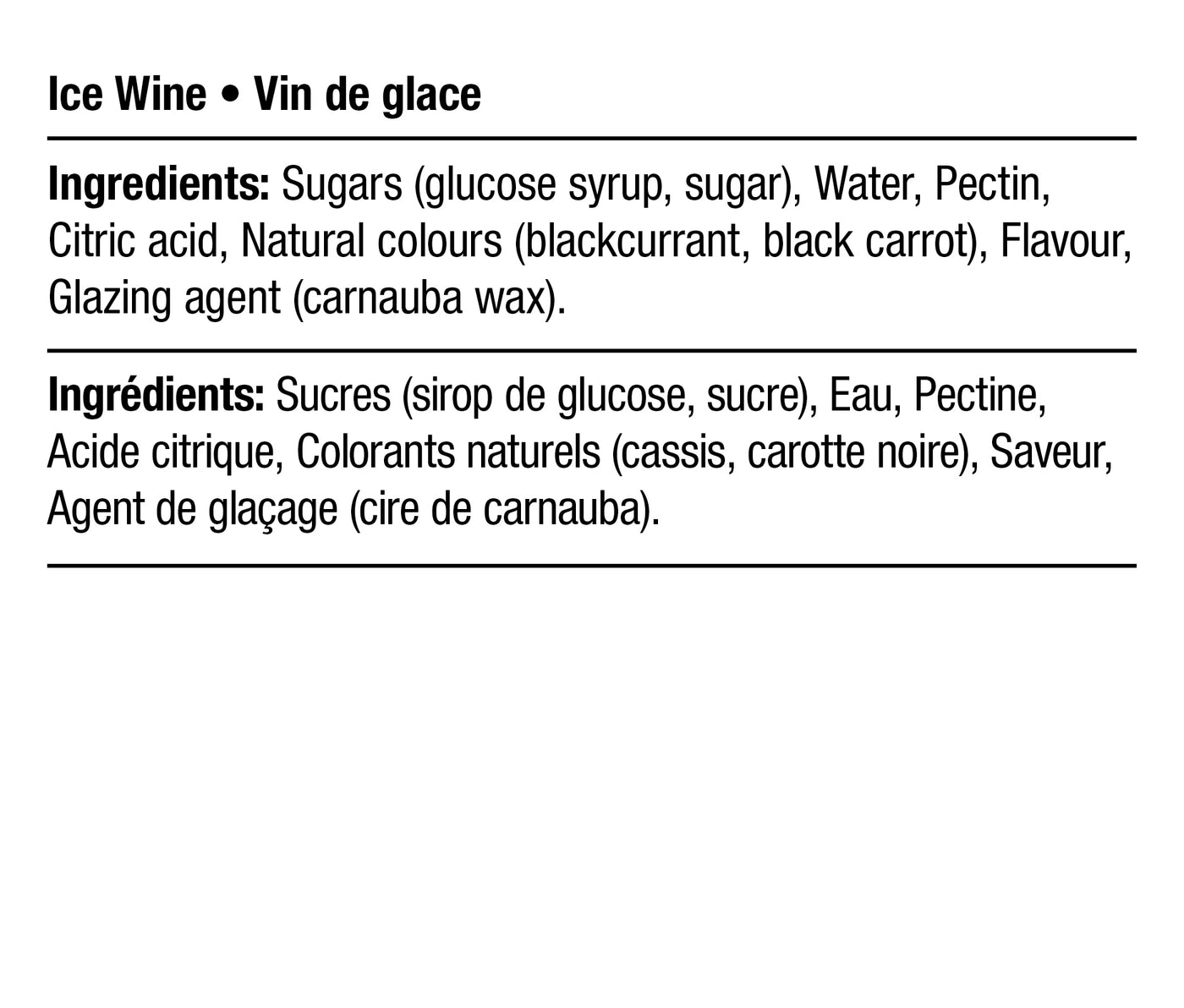 Ingredients - Vegan Ice Wine