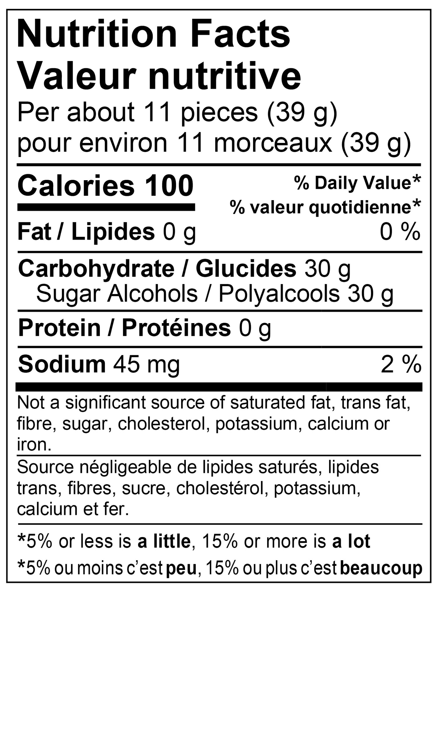 Nutrition Facts - No Sugar Added Mango Maracuja