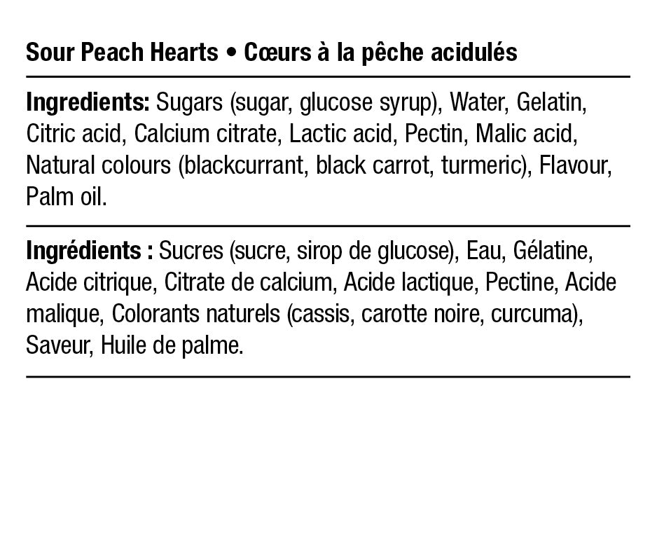 Ingredients - Sour Peach Hearts