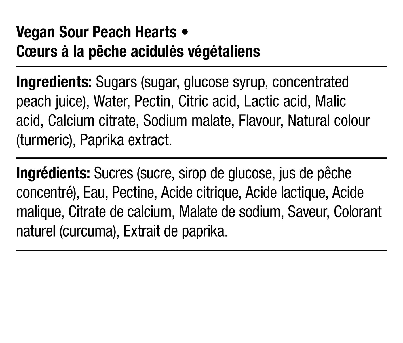 Ingredients - Vegan Sour Peach Hearts